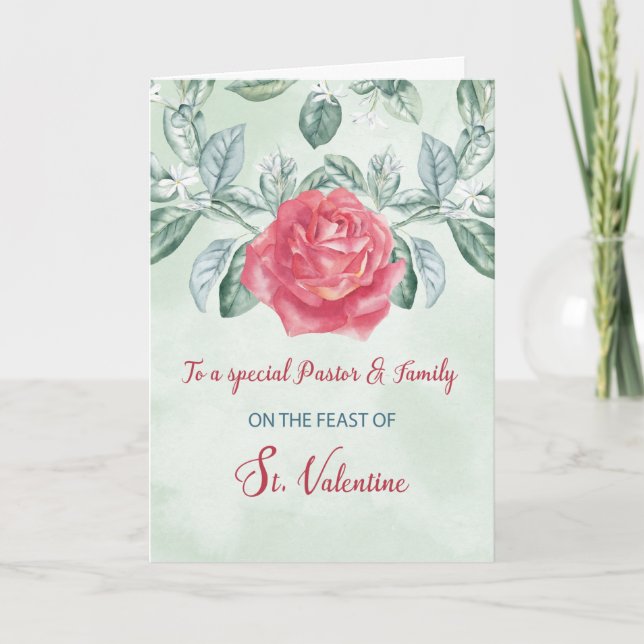 Tarjeta Por pastor y fiesta religiosa de Rosa familiar (Anverso)