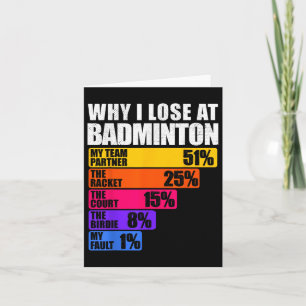 Tarjeta Por qué pierdo con humor de bádminton
