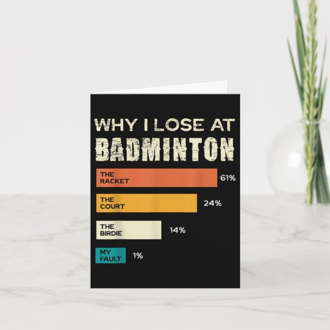 Tarjeta Por qué pierdo en bádminton La raqueta cancha (Anverso)