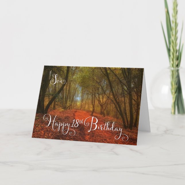 Tarjeta por Son Woodland Path 18º cumpleaños (Anverso)