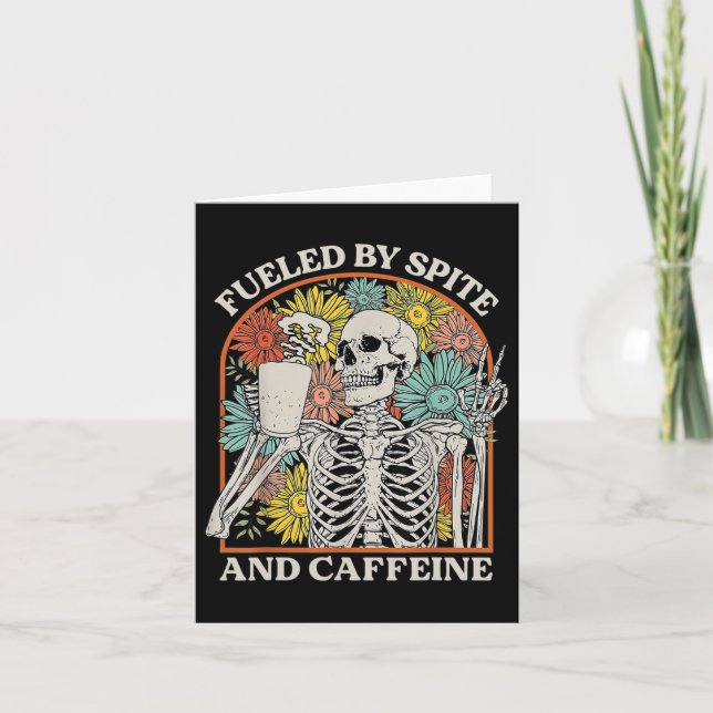 Tarjeta Por Spite Y Caffeine Skeleton Café Halloween (Anverso)