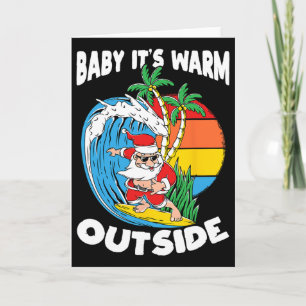 Tarjeta Por su cálido exterior Surfing Santa Navidad en Ju