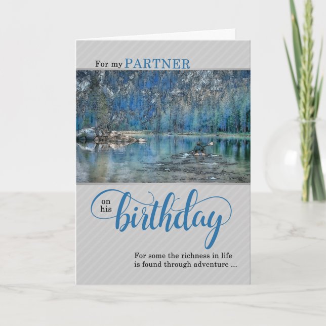 Tarjeta Por un compañero de vida en su cumpleaños Kayak en (Anverso)