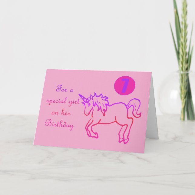 Tarjeta Por una chica especial en su cumpleaños Unicornio  (Anverso)