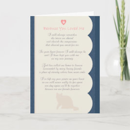 Tarjeta Porque usted me amó condolencia del gato del poema