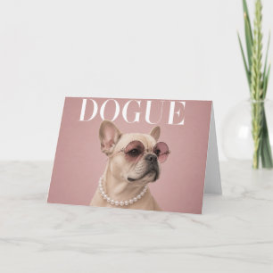 Tarjeta Portada de perra Bulldog Francés rosa