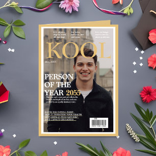 Tarjeta Portada de revista falsa de graduación genial para