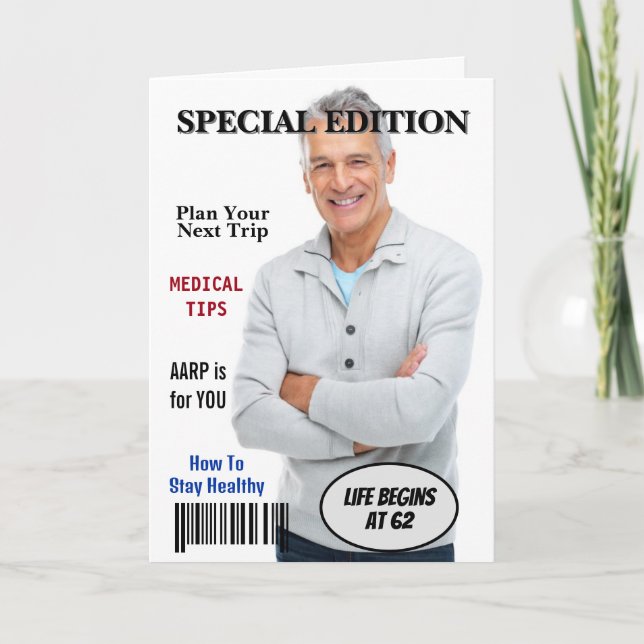 Tarjeta Portada de revista para cumpleaños 62 (Anverso)