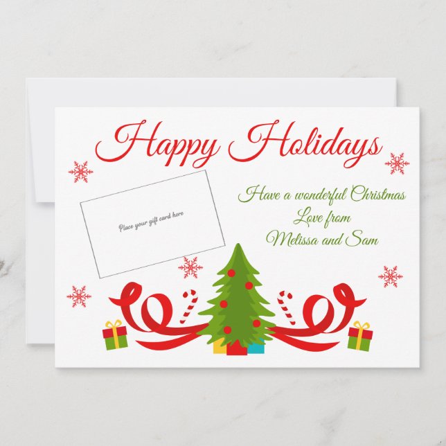 Tarjeta Portafolio de regalo de vacaciones de árbol de Nav (Anverso)
