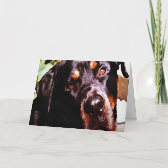 Tarjeta Portait Mascota artístico Rottweiler (Anverso)
