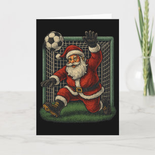 Tarjeta Portero de fútbol Santa Claus Navidad Deportes Niñ