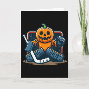 Tarjeta Portero de hockey sobre hielo de calabaza de Hallo