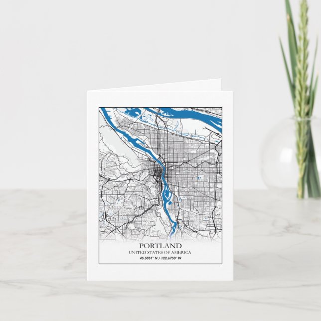 Tarjeta Portland Oregon USA Travel City Map (Anverso)