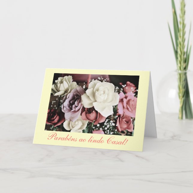 Tarjeta Portugués: Casamento/rosas del boda (Anverso)