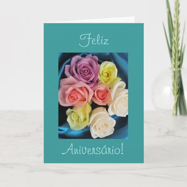 Tarjeta Portugués: Cumpleaños de los parabenes de (Anverso)