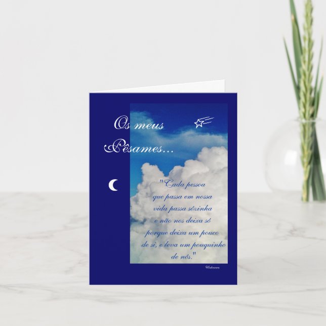 Tarjeta Portugués: Poema: Condolencias (Anverso)