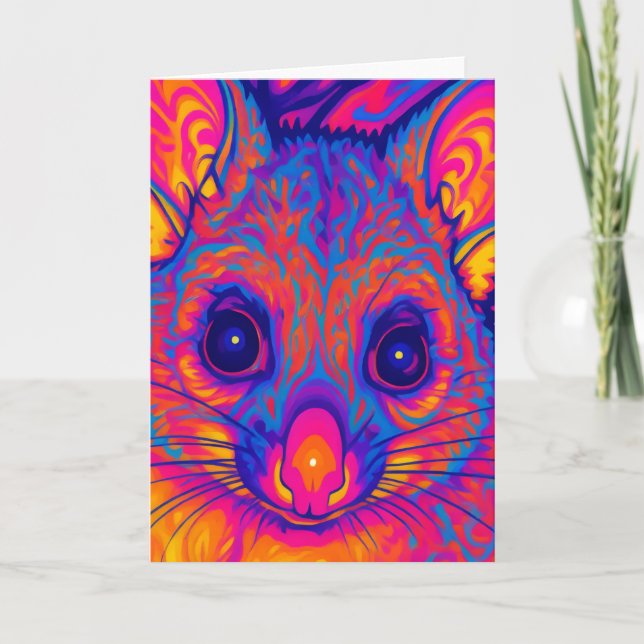 Tarjeta possums australiano de cola peluda psicodélico (Anverso)