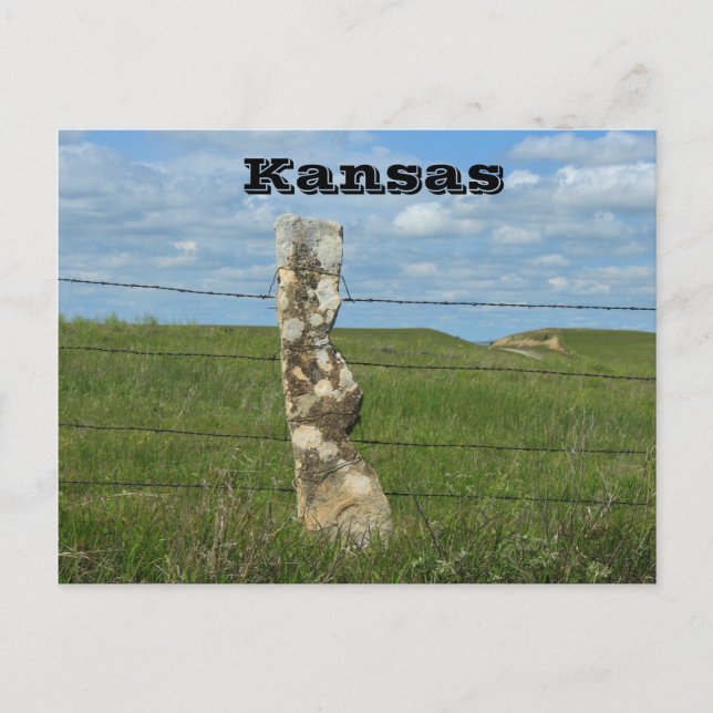 TARJETA POST POST de la cerca de caliza de Kansas (Anverso)