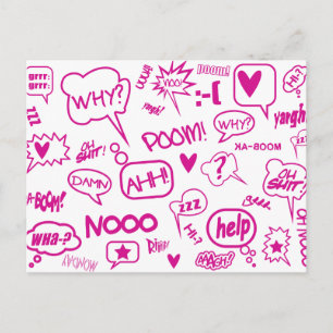 tarjeta postal 01 de burbujas de habla rosa