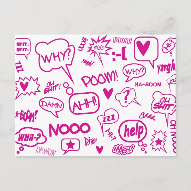 tarjeta postal 01 de burbujas de habla rosa (Anverso)