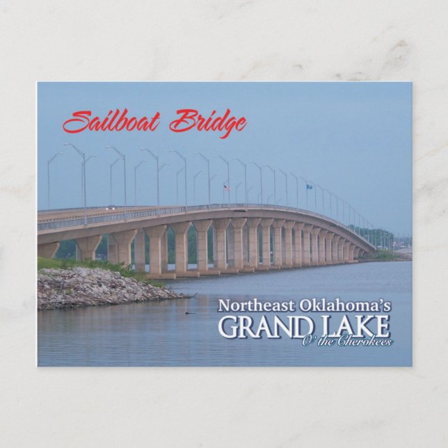 Tarjeta postal 1 de Sailboat Bridge Grove Oklahoma (Anverso)