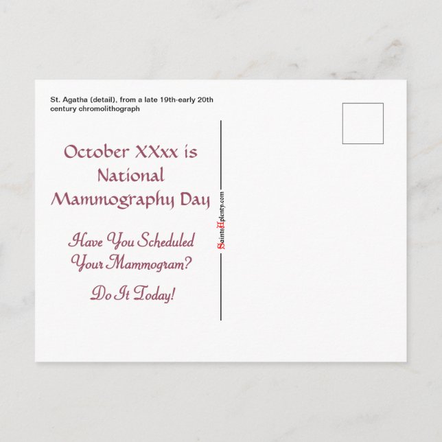 Tarjeta postal 2 de Santa Águeda rosa (M 003) (Reverso)