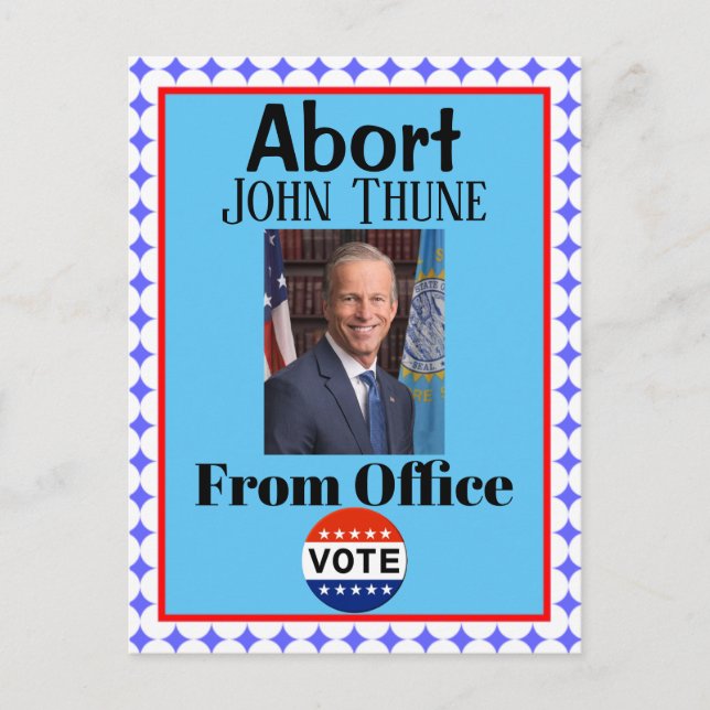 Tarjeta Postal Abortar a John Thune (Anverso)