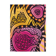 Tarjeta Postal Abstracta Boho Amarillo Rosa