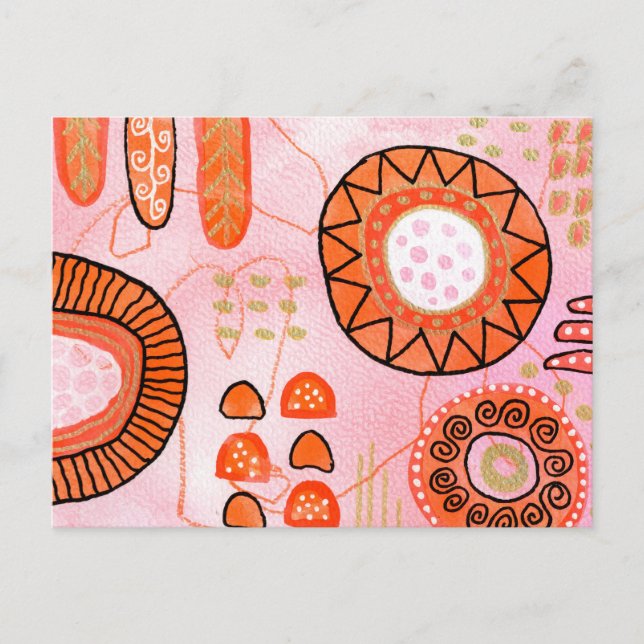 Tarjeta Postal Abstracta de Coral Naranja (Anverso)