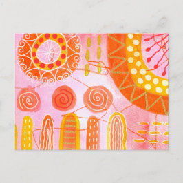 Tarjeta Postal Abstracta de Coral Naranja