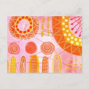 Tarjeta Postal Abstracta de Coral Naranja