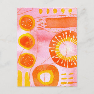 Tarjeta Postal Abstracta de Coral Naranja