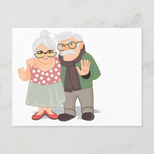 Tarjeta postal abuela y abuelo