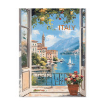TARJETA POSTAL Acuarela Hermosa de Viaje a Italia