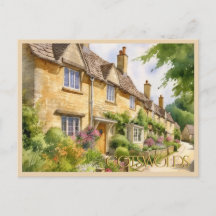 TARJETA POSTAL Acuarela Hermosa los Cotswolds Viaj