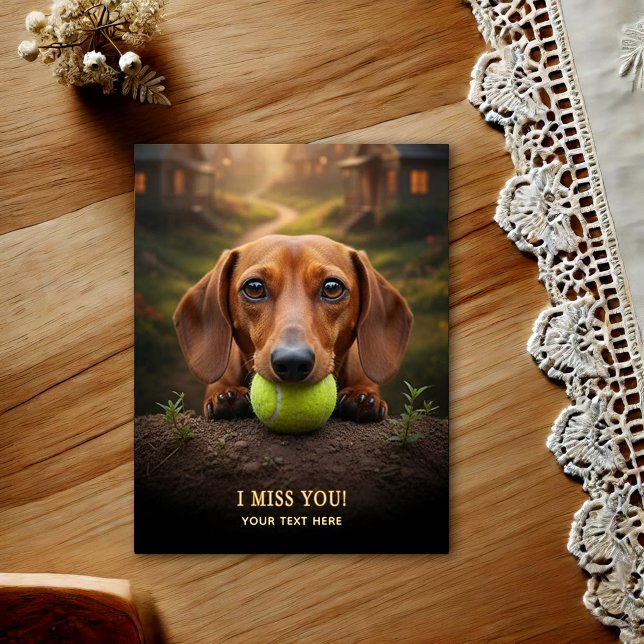 Tarjeta postal Adorable Dachshund Te Echo de Menos (Subido por el creador)