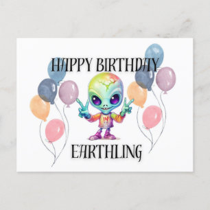 Tarjeta postal alienígena de "Feliz Cumpleaños"