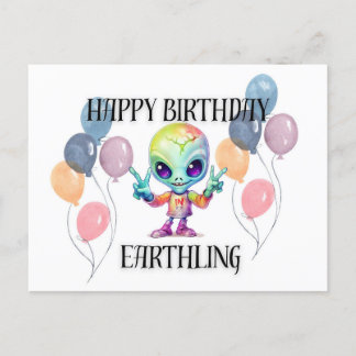 Tarjeta postal alienígena de "Feliz Cumpleaños"
