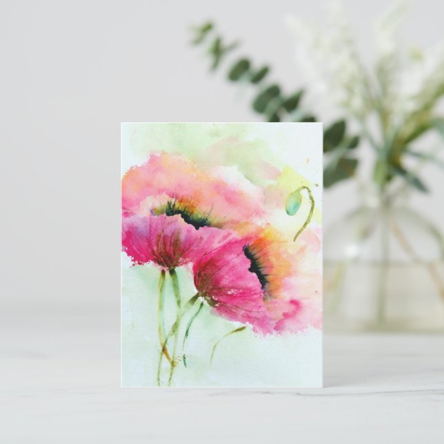 Tarjeta postal - Amapolas (Anverso de pie)