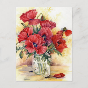 Tarjeta postal - Amapolas en un frasco