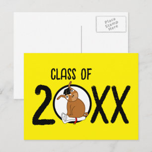 Tarjeta postal amarilla en blanco de cachorro de g