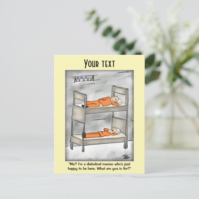 Tarjeta postal amarilla pálida diabólica (Anverso de pie)