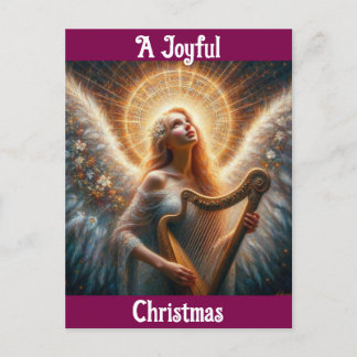 Tarjeta postal Angel con Navidades de arpa