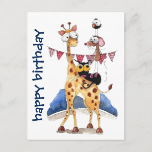 Tarjeta postal - Animales caprichosos Feliz cumple