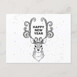 Tarjeta postal Año Nuevo Ciervo Navidad Fiesta