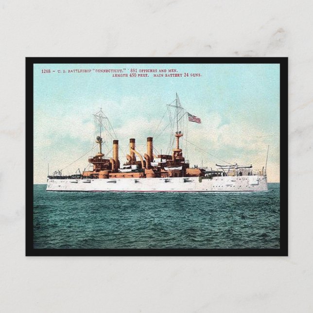 Tarjeta postal antigua - Acorazado estadounidense  (Anverso)
