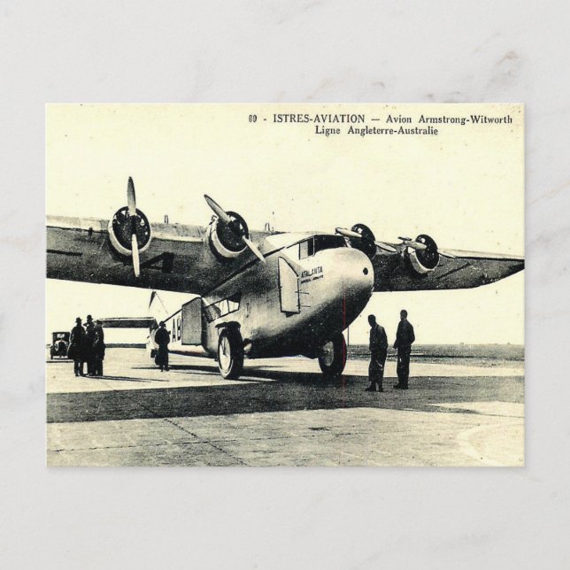 Tarjeta postal antigua - Avión Armstrong-Whitworth (Anverso)