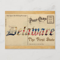 Tarjeta postal antigua de aspecto vintage Delaware