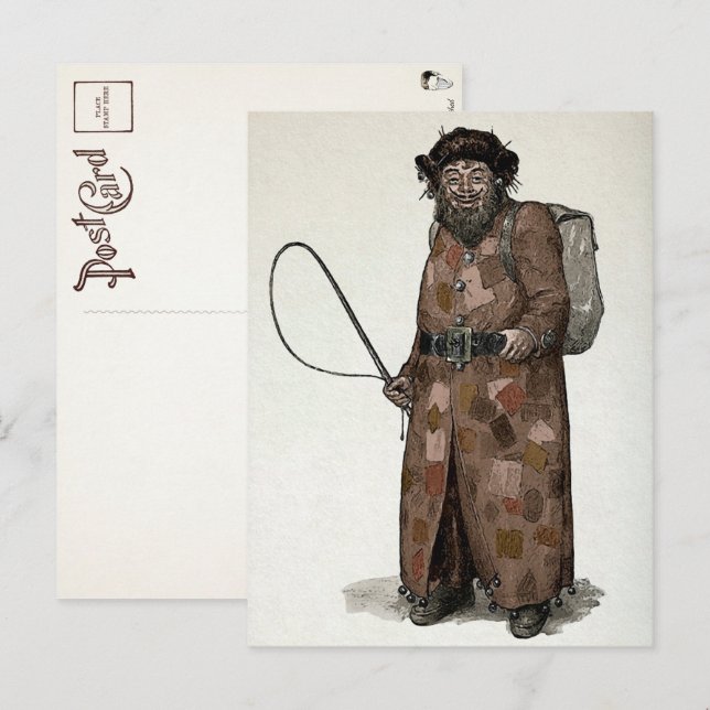 Tarjeta postal antigua de Belsnickel (Anverso / Reverso)