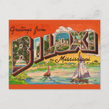 Tarjeta postal antigua de Biloxi Miss Saludos